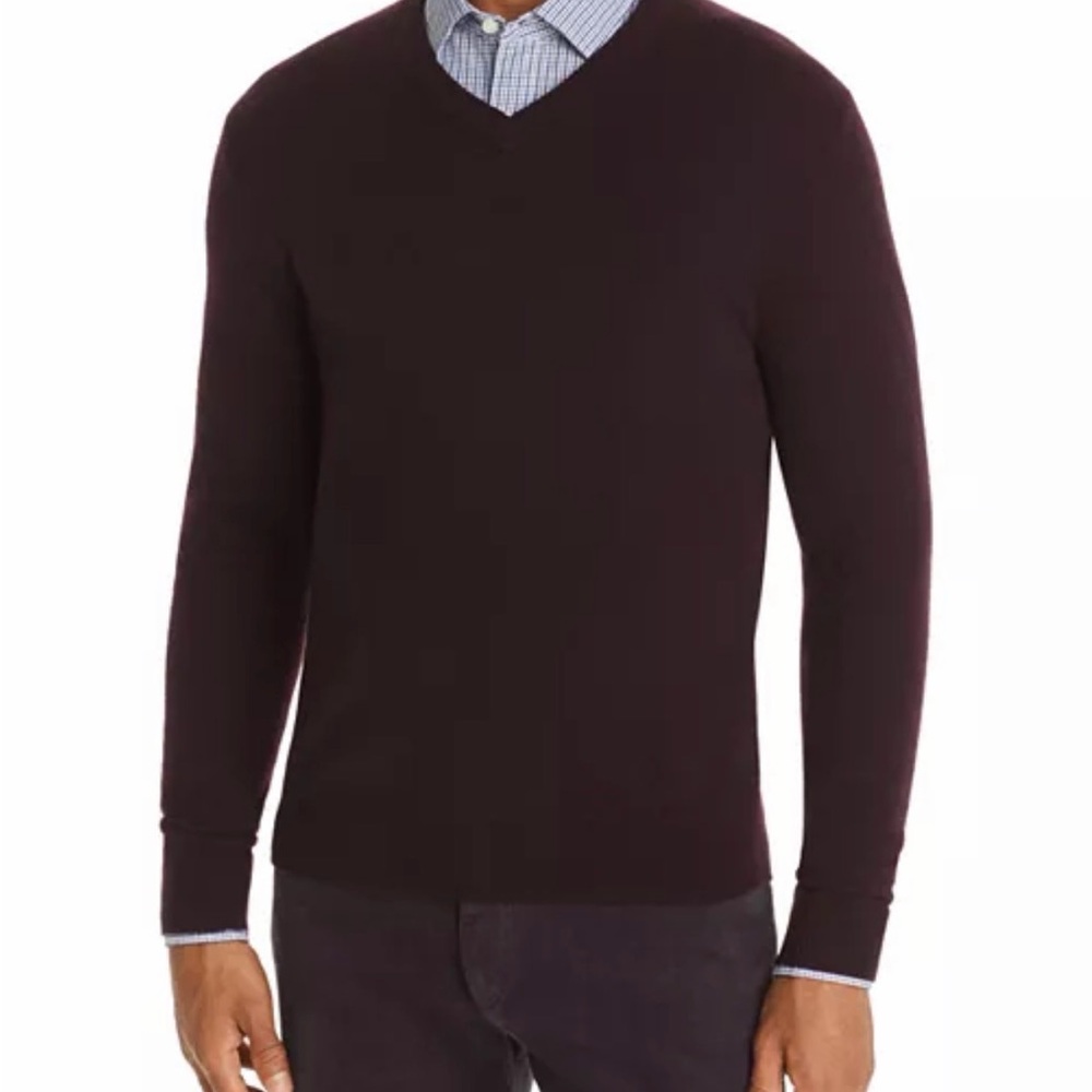 Boss Men's V-Neck Sweater in Deep Burgundy